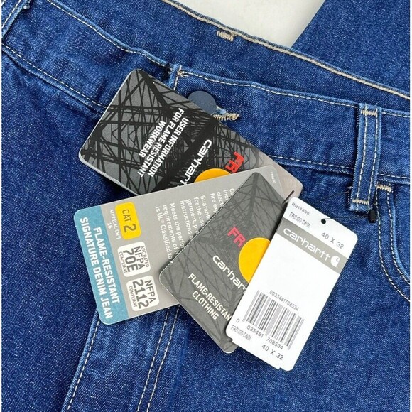 Carhartt Mens Flame Resistant Signature Denim Jean Relaxed Fit 40 X 32 Cat 2 NWT - Picture 8 of 10